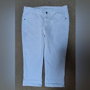 Simply Vera Wang Womens Petite 10 White Denim Straight Capri Cropped Pants Jeans